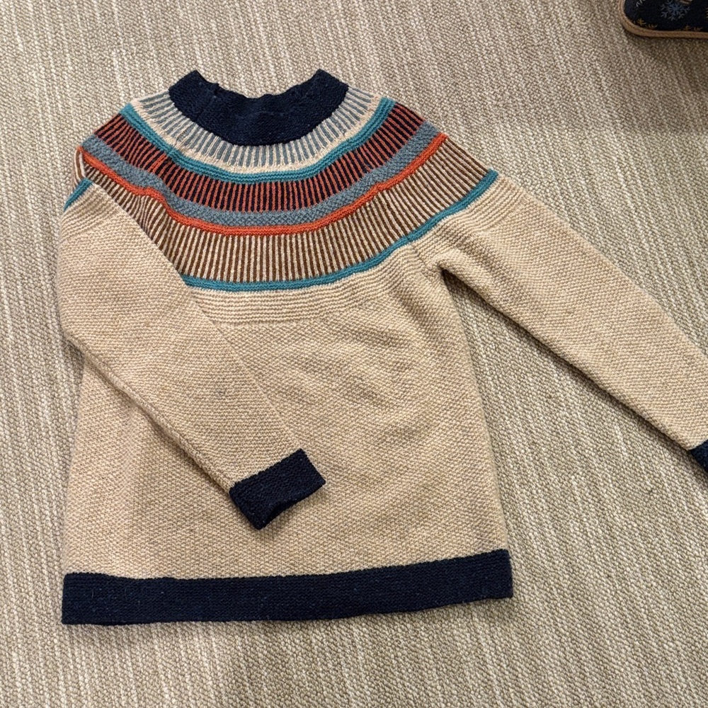 Elegant Beige and Navy Women's Turtleneck Sweater